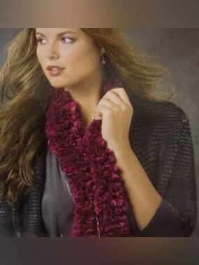 Red Heart Ruffle Ribbon Yarn Lot 5 Skeins Scarf Crochet Knit DIY